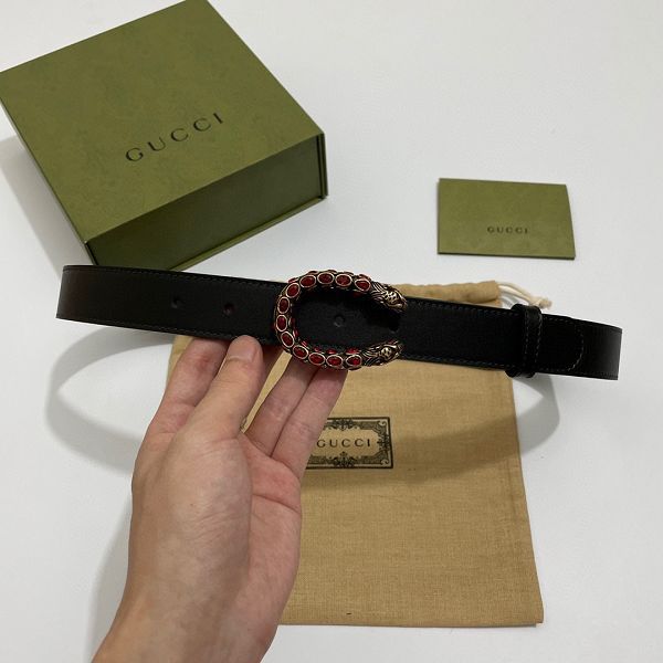 gucci皮帶 古馳2022新款皮帶 HF0522-10虎頭水晶扣時尚腰帶