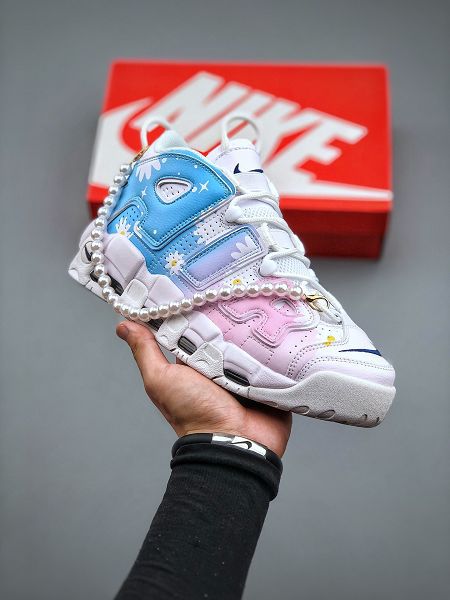 Nike Air More Uptempo 菊花藍粉漸變皮蓬大AIR女款籃球鞋