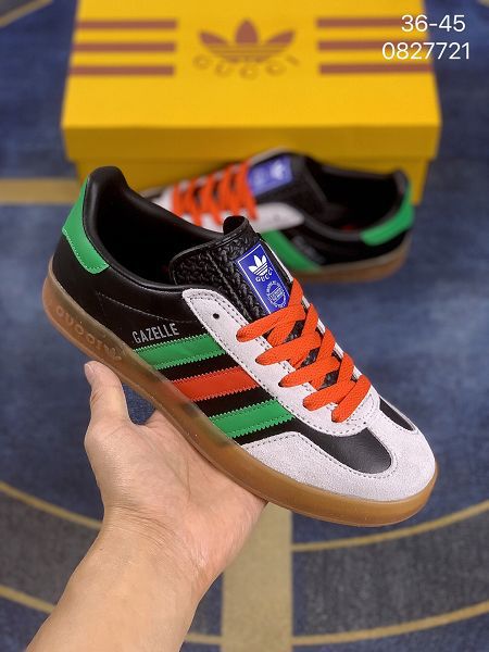 Adidas GUCCI 2022新款 復古學院風三條槓真皮男女款駕車帆布鞋