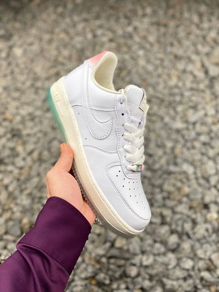 Nike Air Force 1 Low 2021新款 白綠粉壽桃空軍一號低幫男女生板鞋 帶半碼