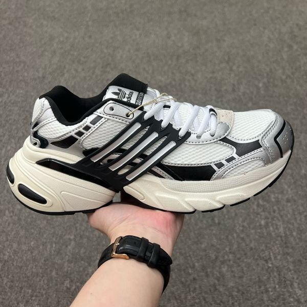 Adidas XLG Runner Deluxe 低幫銀黑色 2024最新男女同款 厚底增高老爹風復古緩震休閒運動慢跑鞋