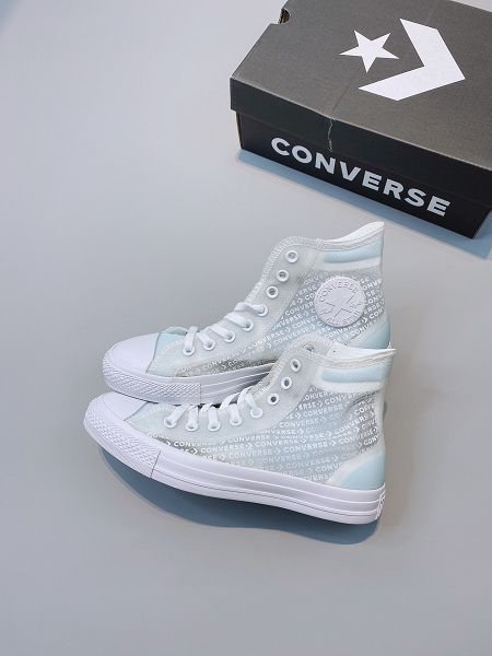 Converse All Star 2020新款 透明字母白色高幫女子帆布鞋