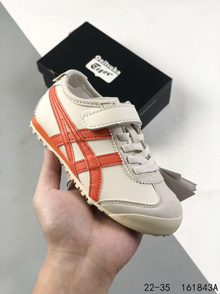 亞瑟士Onitsuka Tiger 系列 鬼冢虎板鞋童鞋 魔術貼款