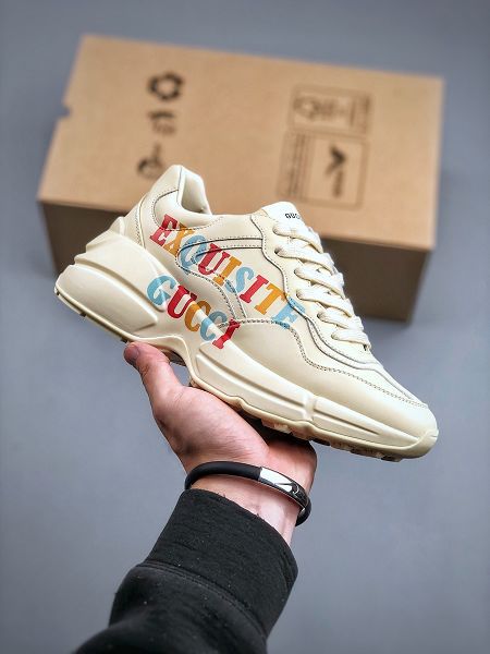 Gucci Rhyton Vintage Trainer Sneaker 2022新款 古馳老爹5D皮革角狀復古男女款慢跑鞋