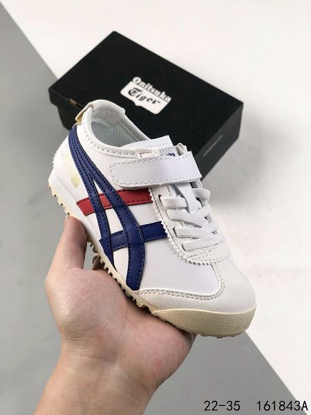 亞瑟士Onitsuka Tiger 系列 鬼冢虎板鞋童鞋 魔術貼款