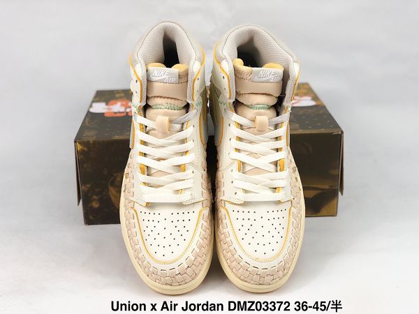 Union x Air Jordan 1 High OG Woven 高幫 聯名米白灰拼接休閒鞋 2023全新男女款