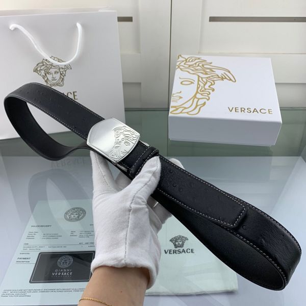 versace範思哲 2020新款皮帶 HF202004牛皮鴕鳥紋時尚腰帶