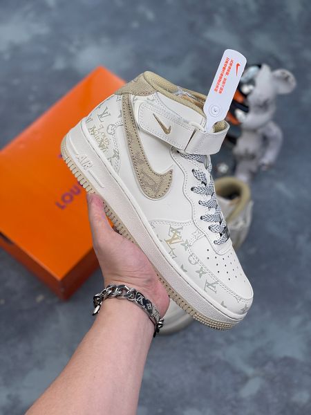 NIke Air Force 1 '07 Low LV聯名 淺黃牛仔暗夜精靈中幫休閒鞋