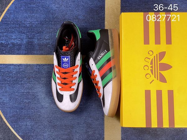 Adidas GUCCI 2022新款 復古學院風三條槓真皮男女款駕車帆布鞋