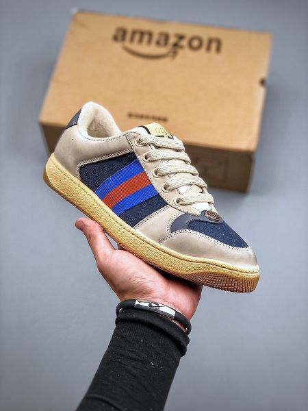 Gucci Distressed Screener sneaker 2022新款 古馳經典原型復古百搭做舊小髒鞋