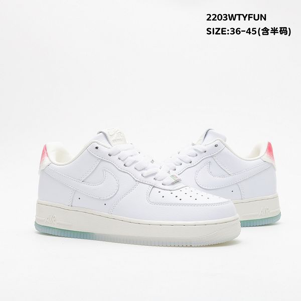 Nike Air Force 1 07 2022新款 空軍一號男女款皮革白綠粉壽桃低幫板鞋