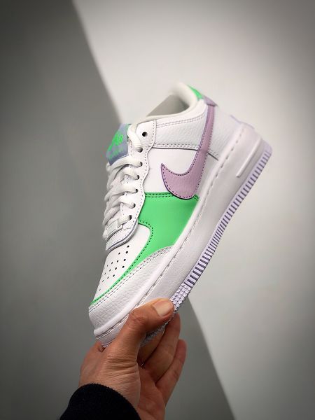 Nike Air Force 1 Shadow 2021新款 白綠粉拼接馬卡龍增高女款板鞋