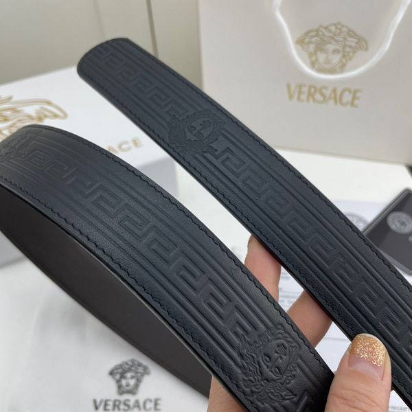 versace皮帶 範思哲2022新款 HF032704頭層牛皮壓花紋時尚腰帶