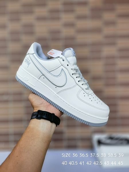 Stussy x Nike Air Force 1 Low 聯名 米白炫彩反光低幫2024全新男女款休閒板鞋