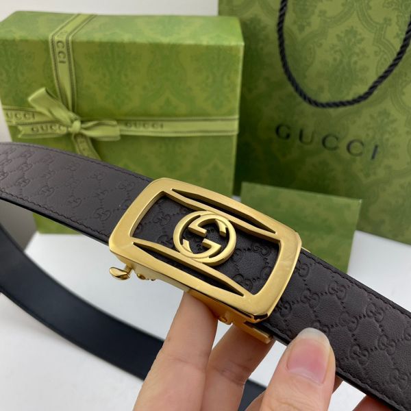 gucci皮帶 古馳2022新款皮帶 HF032915頭層牛皮壓小花紋百搭腰帶