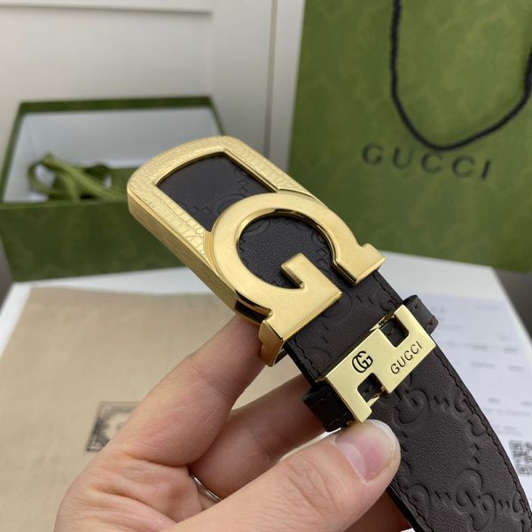 gucci皮帶 古馳2022新款皮帶 HF0522-27牛皮壓G花紋時尚腰帶