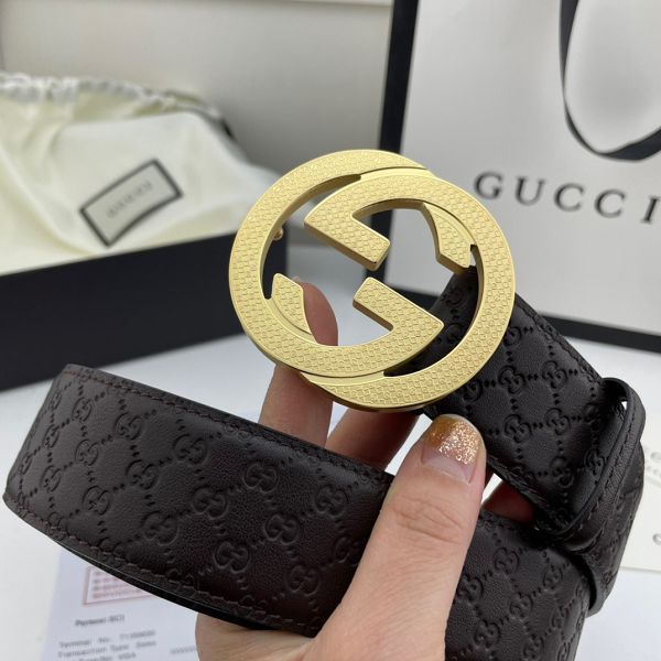 gucci皮帶 古馳2022新款皮帶 HF032709頭層牛皮壓花紋時尚腰帶