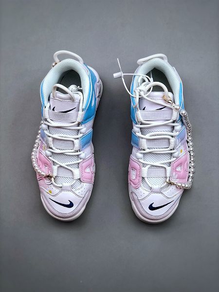 Nike Air More Uptempo 菊花藍粉漸變皮蓬大AIR女款籃球鞋