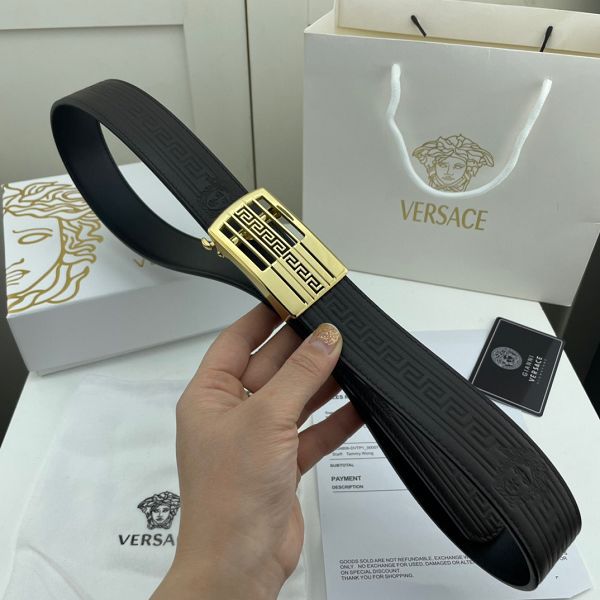 versace皮帶 範思哲2022新款 HF032704頭層牛皮壓花紋時尚腰帶