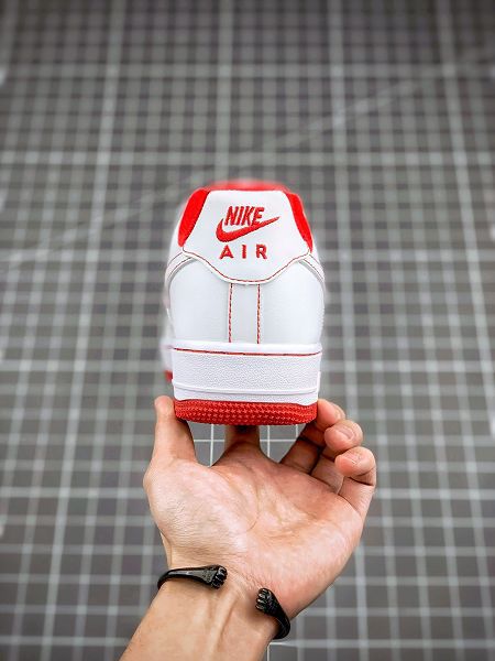 Nike Air Force 1 07 2021新款 白紅縫線全掌內置蜂窩氣墊男女款板鞋