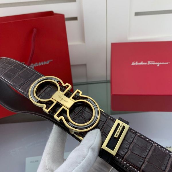 salvatore ferragamo皮帶 菲拉格慕2020新款 HF2020019牛皮小鱷魚紋時尚腰帶