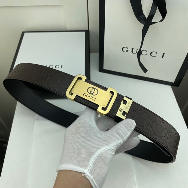 gucci皮帶 古馳2022新款皮帶 HF032914頭層牛皮壓花紋百搭腰帶