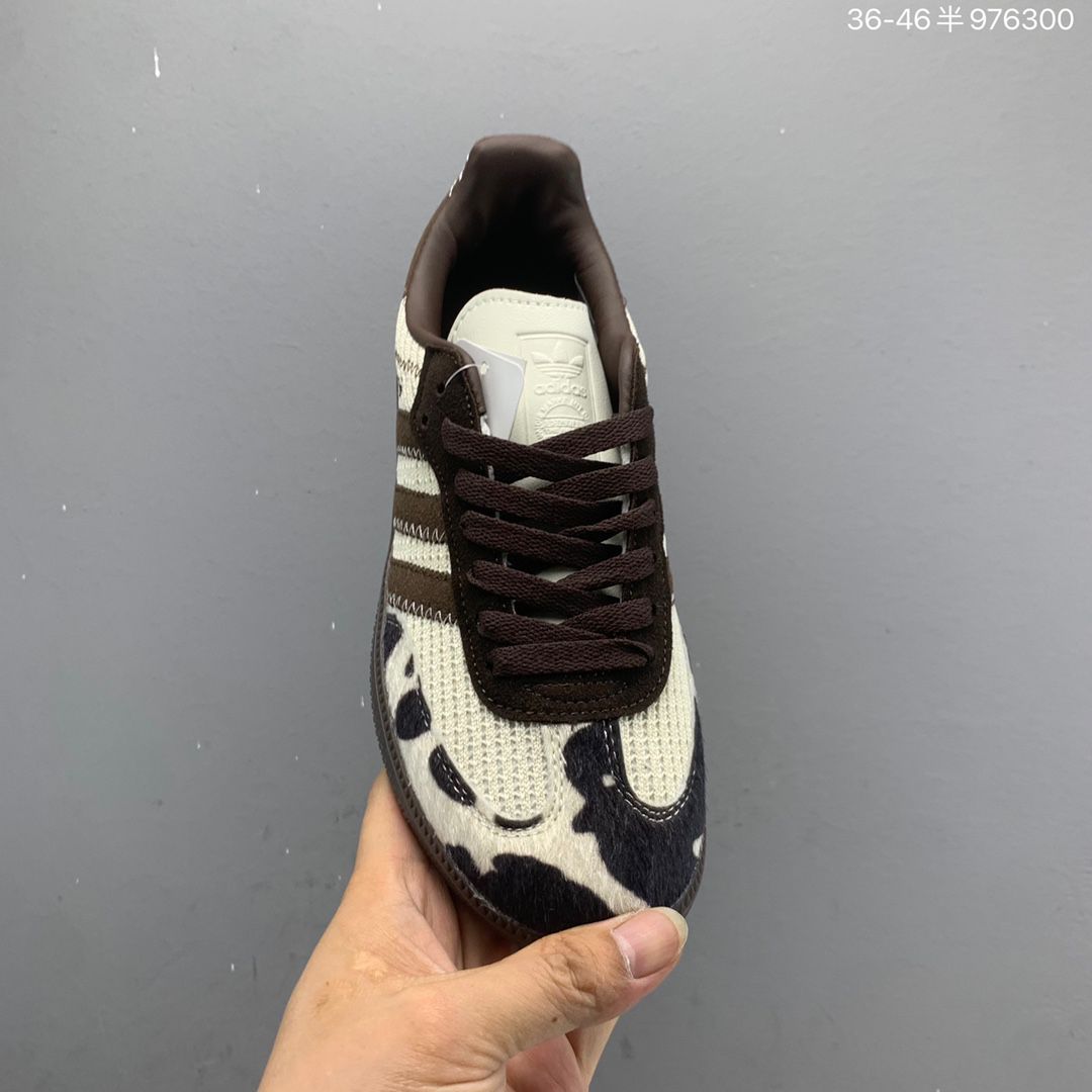 adidas Wales Bonner x Samba 2024新款女鞋奶牛紋復古低幫休閒板鞋 