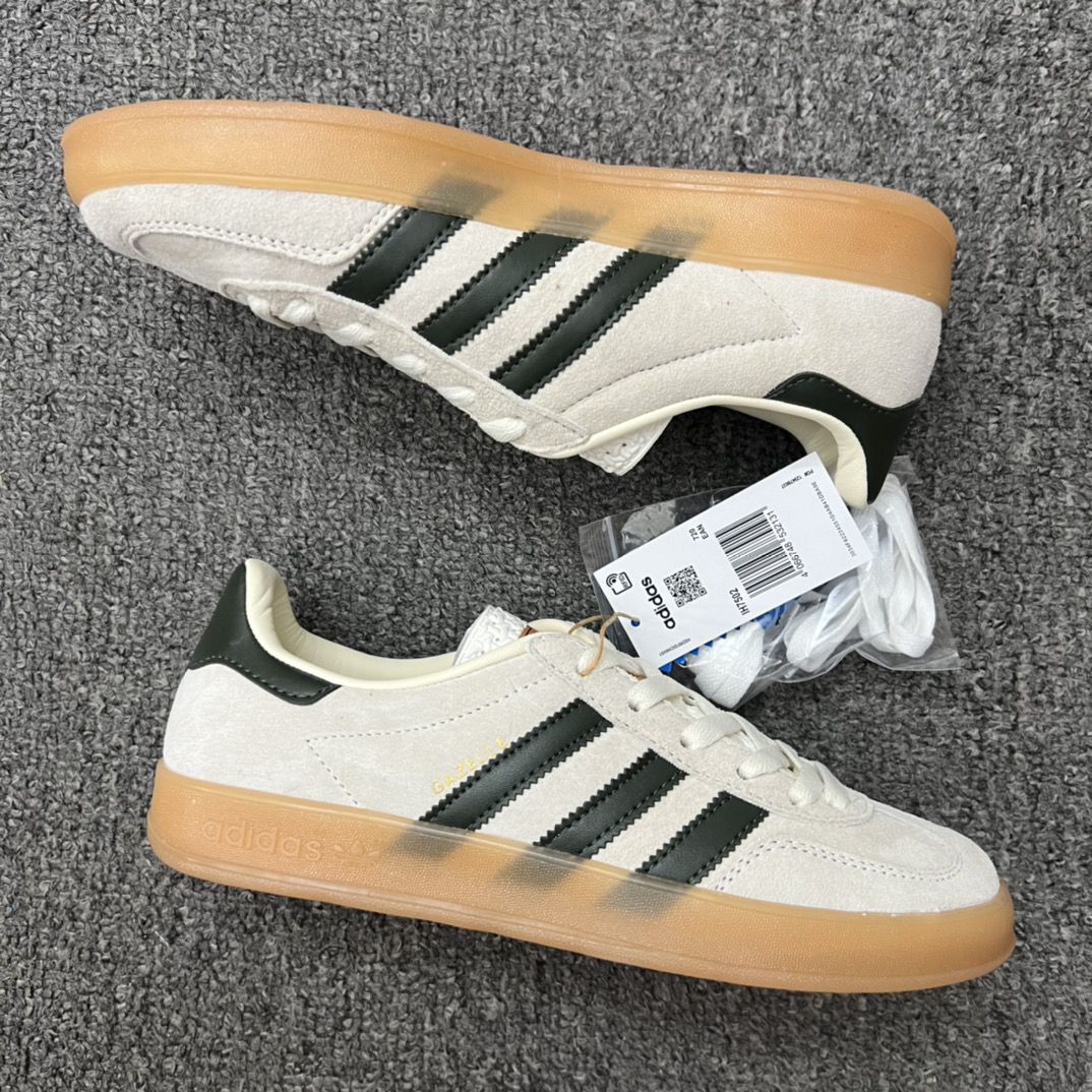 Adidas originals Gazelle Indoor 2024新款低幫 米白綠色 T頭鞋防滑耐磨輕便低邦板鞋男女鞋