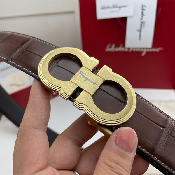 salvatore ferragamo皮帶 菲拉格慕2022新款 HF0522-2牛皮鱷魚紋時尚腰帶