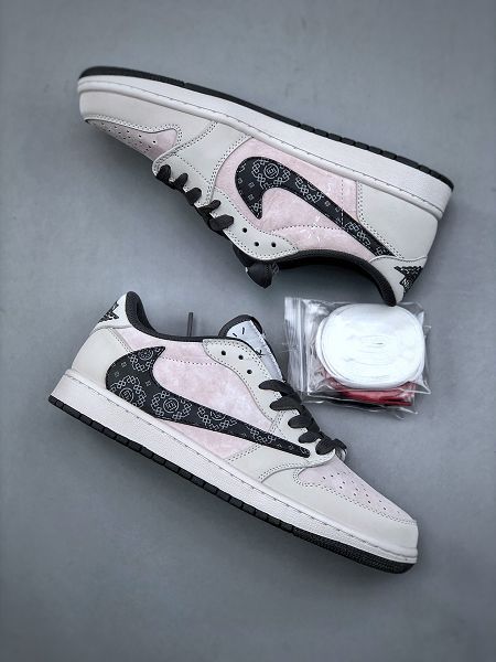 Nike Air Jordan 1 Low OG TS聯名灰黑絲綢倒鈎 2024全新男款運動籃球鞋