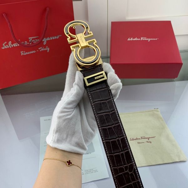 salvatore ferragamo皮帶 菲拉格慕2020新款 HF2020019牛皮小鱷魚紋時尚腰帶