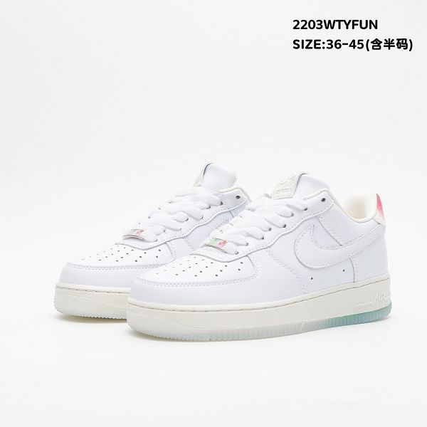 Nike Air Force 1 07 2022新款 空軍一號男女款皮革白綠粉壽桃低幫板鞋