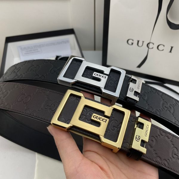 gucci皮帶 古馳2022新款皮帶 HF032905頭層牛皮壓花紋百搭腰帶