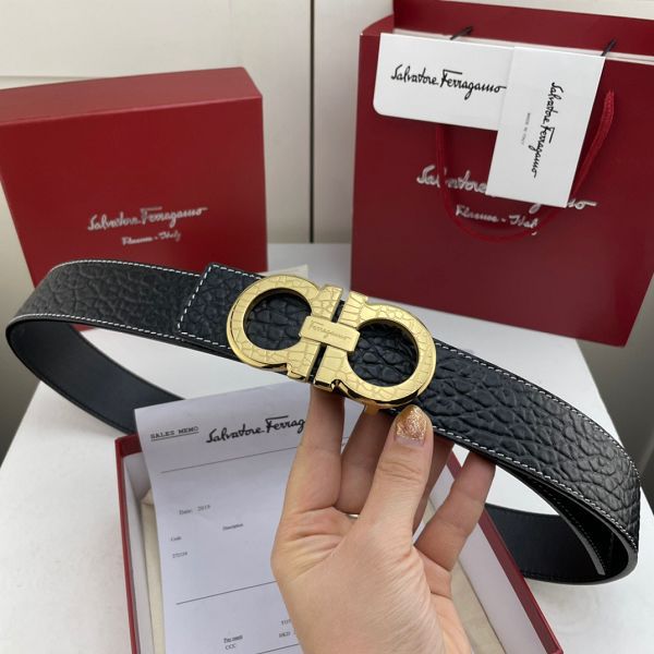 salvatore ferragamo皮帶 菲拉格慕2022新款 HF032703頭層牛皮大象紋時尚腰帶