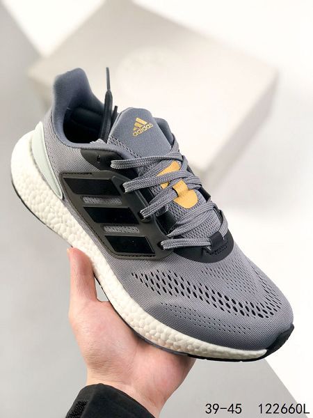 Adidas PureBOOST 22 LTD 2023新款 飛織系列爆米花高彈男款慢跑鞋