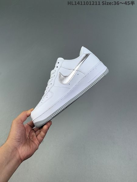 Nike Air Force 1 Low 2024全新男女款白銀色低幫百搭休閒運動板鞋