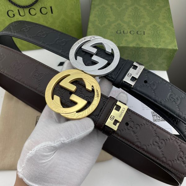 gucci皮帶 古馳2022新款皮帶 HF032712頭層牛皮壓花紋時尚腰帶