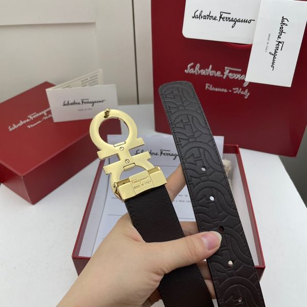 salvatore ferragamo皮帶 菲拉格慕2022新款 HF032903頭層牛皮壓花紋時尚腰帶