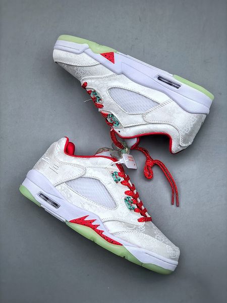 CLOT x Air Jordan Retro 5 2024全新男女款白絲綢低幫復古休閒文化籃球鞋